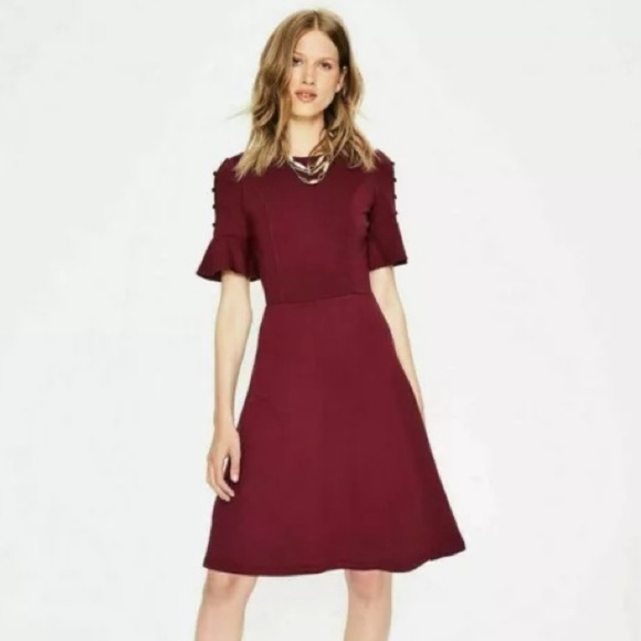 Boden Alexis Jersey Dress 12 maroon burgundy career work office ponte knit midi - Picture 1 of 11